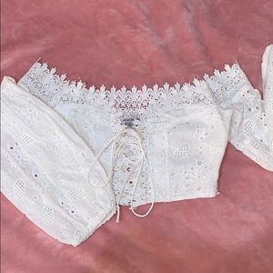 Off the shoulder white lace top
